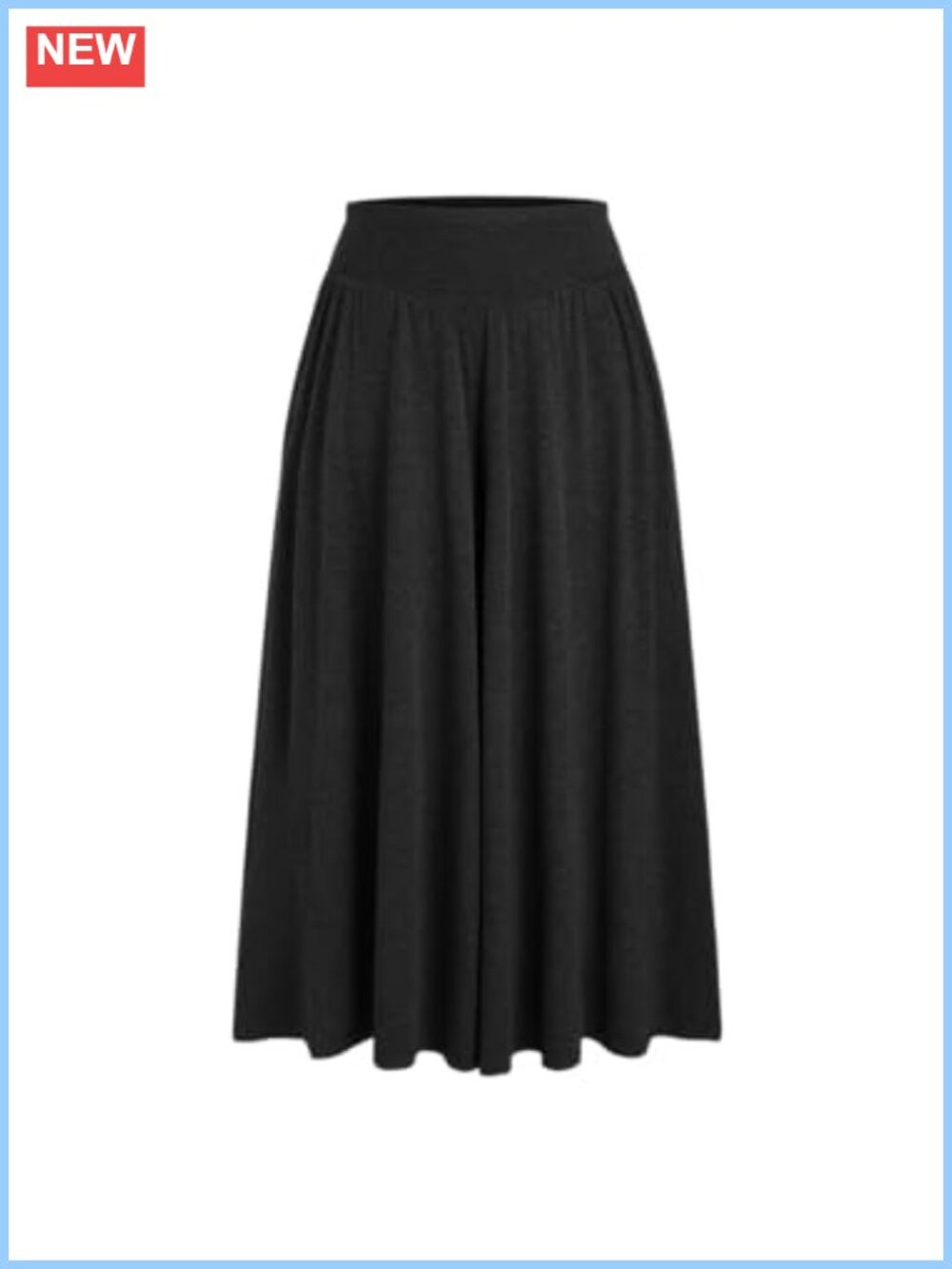 Plus Size Wide Leg Palazzo Pants High Stretch Knit Trousers with Pockets